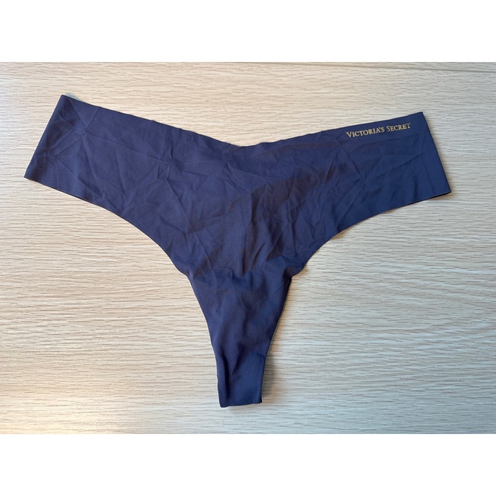 Victoria's Secret Thong Panty Seamless No Show Gold Logo Extra Large XL